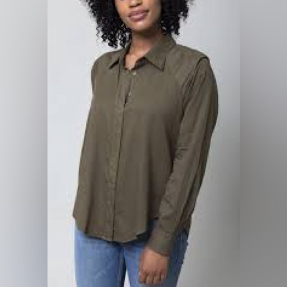 Xirena Edynn Button Front Long Sleeve Cotton Shirt in Agave Green - Size XS - Picture 1 of 7